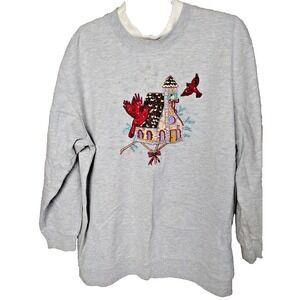 Vintage Bobbie Brooks Sweatshirt Double Collar Christmas Church Cardinals XL 90